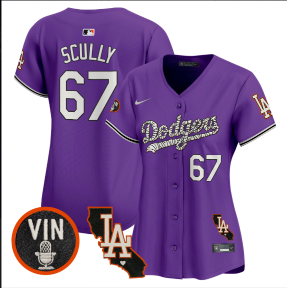 Women Los Angeles Dodgers 67 Scully 2025 purple Limited Stitched Jersey